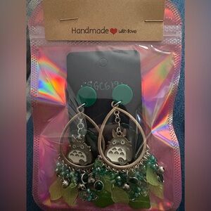 New OOAK Handmade Totoro spirit of the forest dangle boho earrings